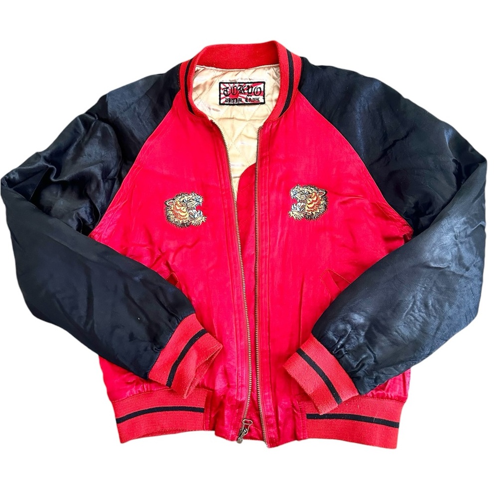 TOKYO DENIM BANK Satin Tiger Bomber Jacket Size Small - Picture 2 of 11